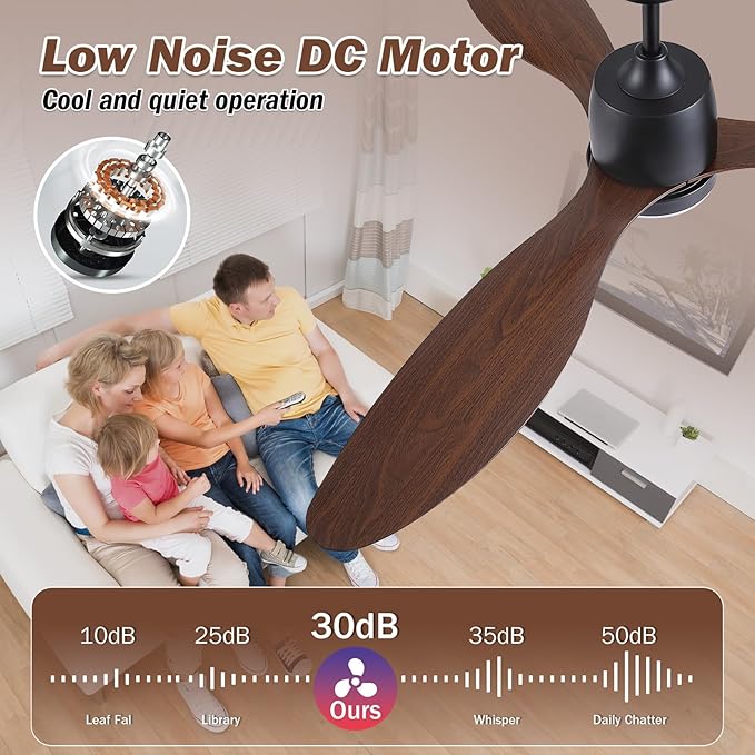 52" Outdoor Ceiling-Fan with Light: Plug-in Waterproof Hanging Fans, App/Remote Control, Reversible 6-Speed Quiet DC Motor, 3CCT, for Patio Porch Pergola