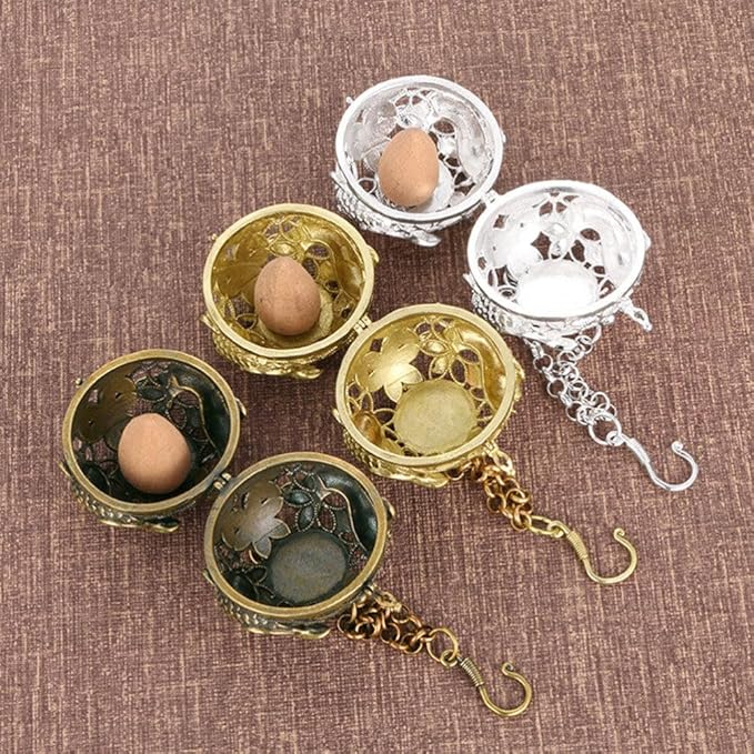 GANAZONO Hanging Incense Burner Ball Hollow Censer with Lock Circle Design 4.56X3.54X1.77In Brass Hanging Incense Holder for Home Fragrance Meditation and Decorative Accent 2 Pack