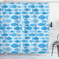 Ambesonne Fish Shower Curtain, Sea Animal in Watercolors Brushstrokes Theme Illustration, Cloth Fabric Bathroom Decor Set with Hooks, 69" W x 70" L, Deep Blue Sky