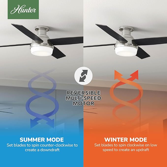 Hunter Dempsey, Indoor, Ceiling Fan, Modern, 52 inch, Brushed Nickel