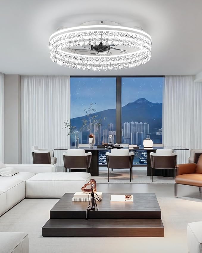 AIKVSXER Ceiling Fan with Lights and Remote, 20in Modern Ceiling Fans | 3000K-6500K Smart Ceiling Fans with Lights, Low Profile Flush Mount Ceiling Fan with Light, Quiet Ceiling Fan for Bedroom