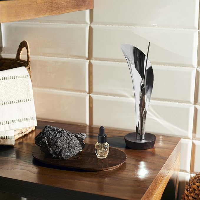 Alessi Lily, Incense Burner in 18/10 Stainless Steel and Wood.