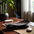 Incense Holder for Sticks Ceramics Lotus Incense Burner,Incense Stick Holder and Detachable Ash Catcher for Mom(Coffee color01, Large)