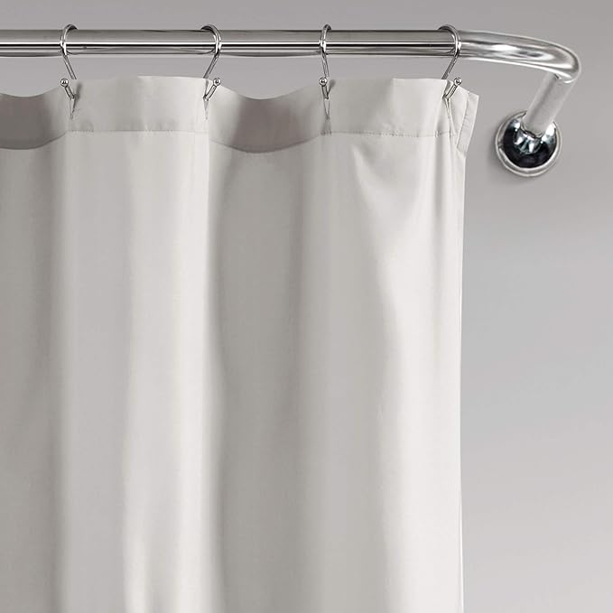 Lush Decor Light-Gray Ruffle Flower Polyester Shower Curtain (72" x 72")