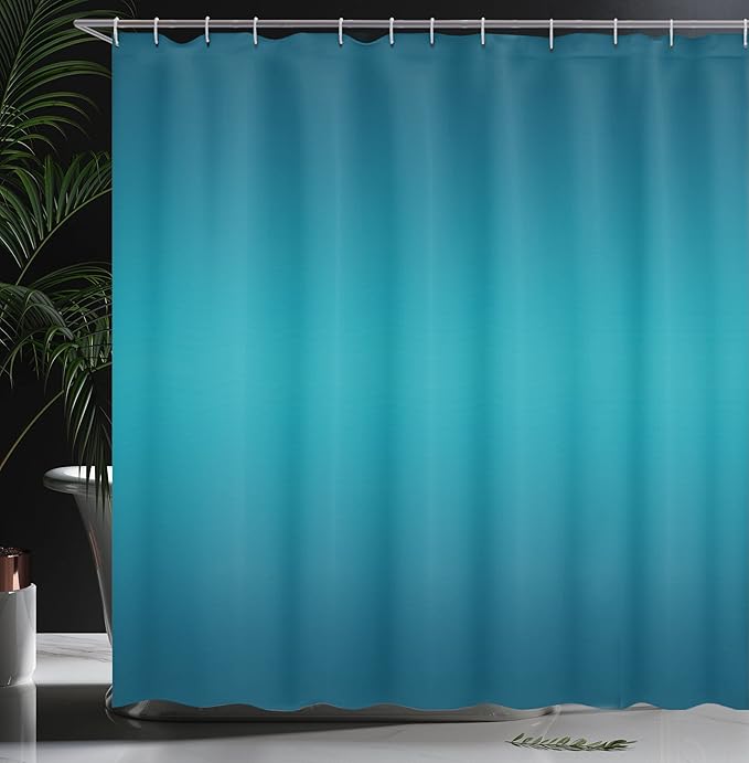 Ambesonne Ombre Shower Curtain, Deep Blue Tropical Ocean Exotic Lands Inspired Design Modern Digital Print, Cloth Fabric Bathroom Decor Set with Hooks, 69" W x 75" L, Petrol Blue