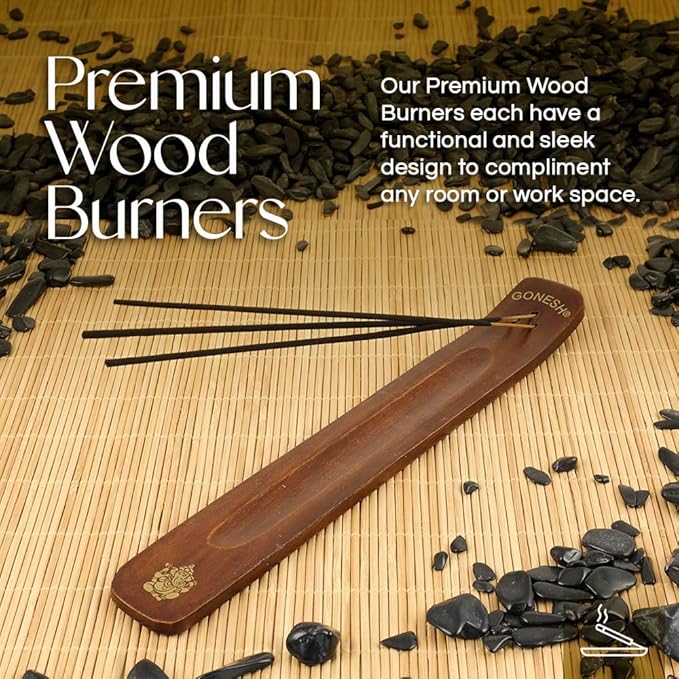 Gonesh - Incense Holder - Modern Home Decor - Wood Incense Burner - Gold - 10” x 1.25”