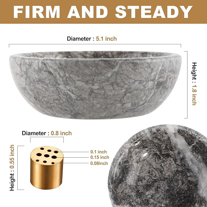Koville Moroccan Natural Marble Incense Holder, 5inch Incense Holders for Sticks, Sturdy Incense Burner Ash Catcher, Ideal for Meditation, Relaxing, Easy to Clean(Gris Lido)