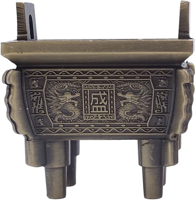 TrendBox Model A - Mini Vintage Design Ding Sheng Bronze Tripod Incense Cone Coil Stick Burner Holder Ash Catcher Chinese Traditional Style Buddhist Washable