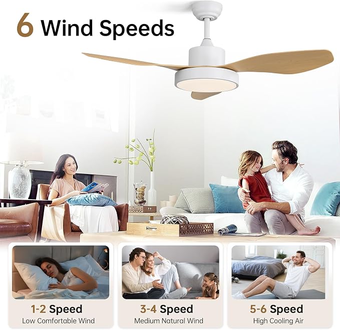 Sofucor 47 Inch Smart Ceiling Fan Modern Ceiling Fans with Lights and Remote Works with Alexa/Google/APP FLush Mount Ceiling Fans with 6 Speeds Reversible DC Motor & Timer for Patio Bedroom Outdoor