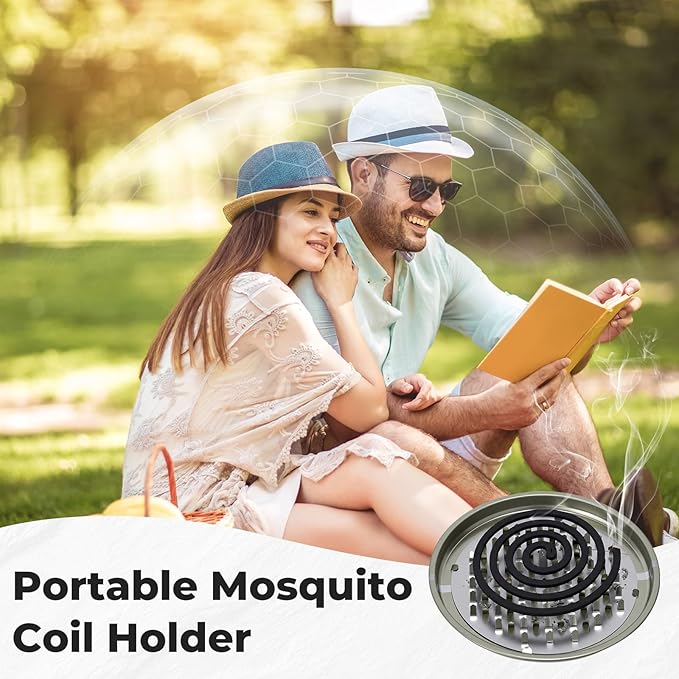 Hushee 50 Packs Portable Mosquito Coil Holder Bulk No Cover Round Metal Mosquito Sandalwood Incense Repellent Holder for Outdoor Use, Deck, Patio, Pool Side, Camping, Hiking, Fishing