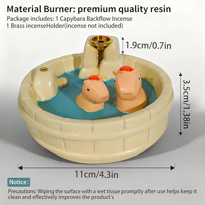 MOUGIGI White Capybara Backflow Incense Holder - Adorable Unique Design with Waterfall Effect for Relaxation & Aromatherapy | Perfect for Energy Cleansing,Yoga,Meditation,Zen Spaces, and Altar Decor