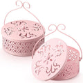 Lallisa Incense Coil Holder Sets, Round Metal Hanging Incense Burner with Handle and Lid, Portable Coil Burner Stand Container for Patio Camping Garden Home Indoor Outdoor Decor(Pink,2 Pcs)