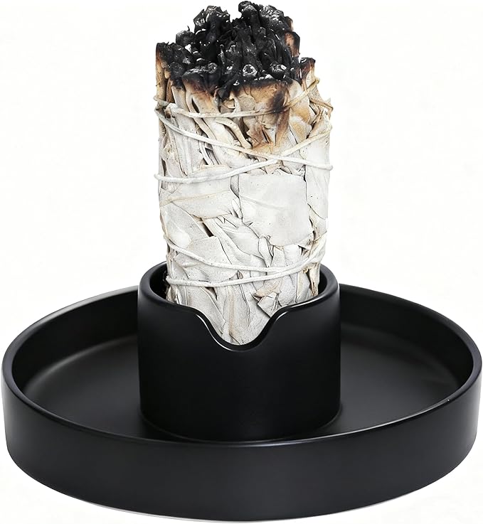 Sage Holder, Sage Burner, Sage Holder for Burning, Palo Santo Sticks Holder, White Sage Smudge Stick Holder, Fireproof Bowl for Burning Ritual, Rope Incense Burner