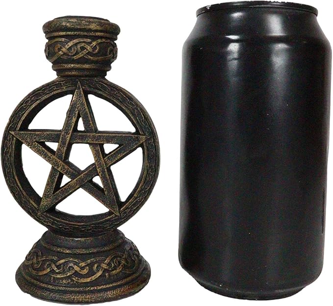 Ebros Gift Witchcraft Wicca Sacred Pentacle Pentagram Circle with Celtic Knotwork Backflow Incense Cone Burner Holder Figurine Halloween Occult Mystical Home Aromatherapy Accessory