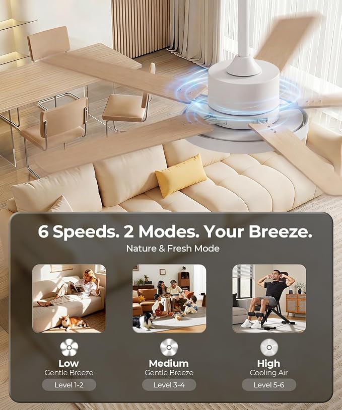 Smart Ceiling Fan with Light,RGBCW 52" Low Profile Ceiling Fan with Light and Remote,Alexa/Google/App Control,Reversible DC Motor,Dimmable,2500lm,Quiet Fan for Bedroom,Living Room White
