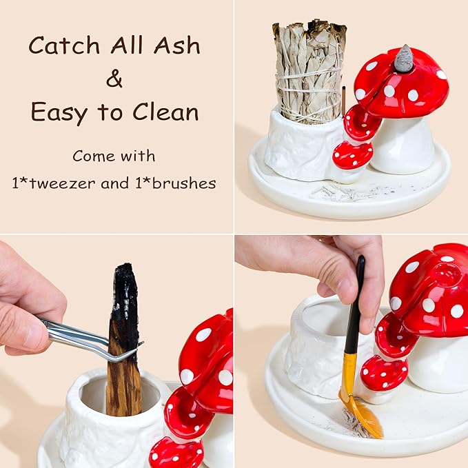 ZenBless 5 in 1 Mushroom Gifts Waterfall Incense and Candle Burner