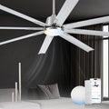 72 lnch lndustrial Smart Celing Fan with Light and Remote Control via WIFI Alexa,Large Celing Fan with 8 Brushed Nickel Aluminum Blades,6 Speed Noiseless DC Motor Indoor Outdoor Ceiling Fans for Patio