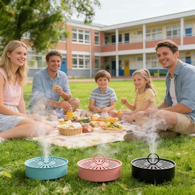 Mosquito Coil Holder with Anti-Scald Design, Stainless Steel, Pink/Black/Blue, for Home and Camping (Blue)