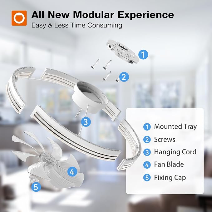 addlon Ceiling Fans with Lights and Remote, 24'' Low Profile Ceiling Fans, 3000-6000K Dimmable Modern Flush Mount LED Fan Light, Fandelier Ceiling Fan for Bedroom, Kitchen, Living Room, White