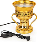 Electric Incense Burner, Arabian Style Electric Incense Holder, Middle Eastern Tabletop Decorative Censer for Yoga Spa Home Office Christian Church Decor, US Plug (Gold)