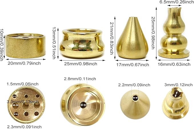 Honbay 4PCS Brass Incense Holder Incense Stick Holder Mini Incense Cone Burner Alloy Ash Catcher for Indoor Outdoor Use (4 Styles)