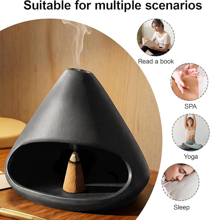 Palo Santo Holder, Handmade Ceramic Incense Burner, Cone Incense Burner for Palo Santo Sticks and Sage, Chimineas Smudge Bowl for Yoga, Meditation, Energy Cleansing