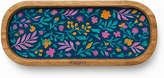 TOSQP27 Incense Burner Holder Ash Catcher for Sticks, Home Incent Burner Wooden Handmade Modern Gift Wood Decor – Floral Resin Art Tray | for Aromatherapy, Meditation, Yoga & Home Fragrance Decorative