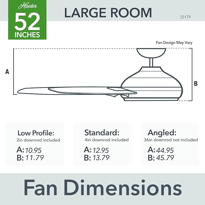 Hunter Kennicott, Outdoor or Indoor, Ceiling Fan, 52 inch, Matte Silver | No Light, Standard Mount, Wall Control, 6 Blades, For Living Room, Patio, Porch, Garage, 51179