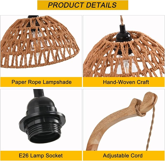 Plug in Wall Sconce,Farmhouse Wicker Wall Lamp Plug in,Hand Woven Rattan Wall Light Farmhouse Rustic Boho Sconces Wall Lighting for Living Room Bedroom
