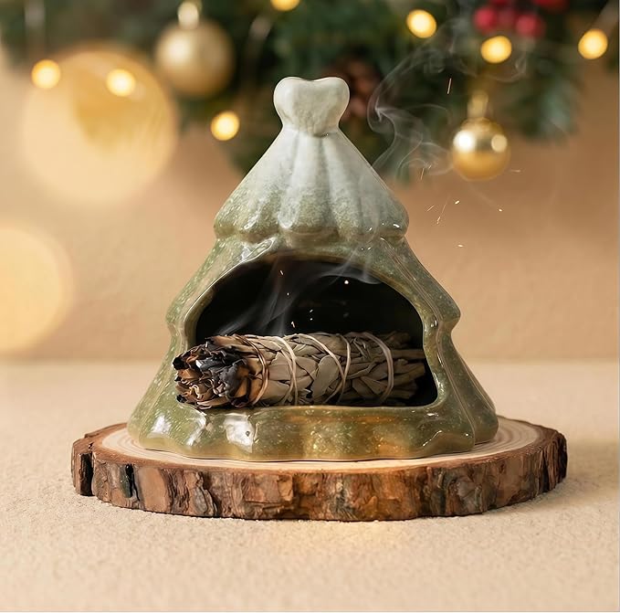 Handmade Ceramic Palo Santo Holder – Suitable for Burning Sage & Palo Santo - Mini Chimenea-Style Burner, an Incense Burner for Spiritual Meditation, Yoga or Home Decoration