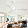 Ovlaim 52 Inch Modern White Ceiling Fan with Lights and Remote High CFM | 3 Blade Smart Ceiling Fan, ETL Listed Quiet Reversible DC Motor,Dimmable 3 Color Light,For Bedroom Living Room Garage Outdoor
