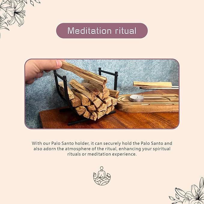 Metal Palo Santo Holder,Wiccan Altar Smudge Bowl & Palo Santo Sticks Holder for Meditation, Rituals & White Sage Smudging | Spiritual Decor Gift for Yoga & Energy Healing (Metal)