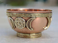 DharmaObjects Copper Offering Bowl Incense Burner Holder (3 Inches, Triple Moon Pentacle)