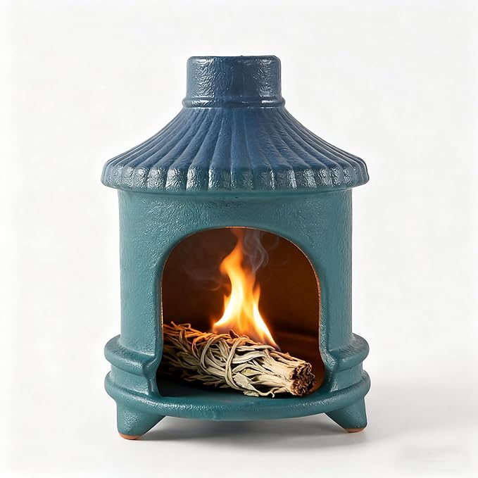 Palo Santo Holder Handmade Ceramic Burner, Mini Chimenea Incense Dish for Palo Santo Sticks, Sage Holder for Burning, Meditation Smudging Home Decor