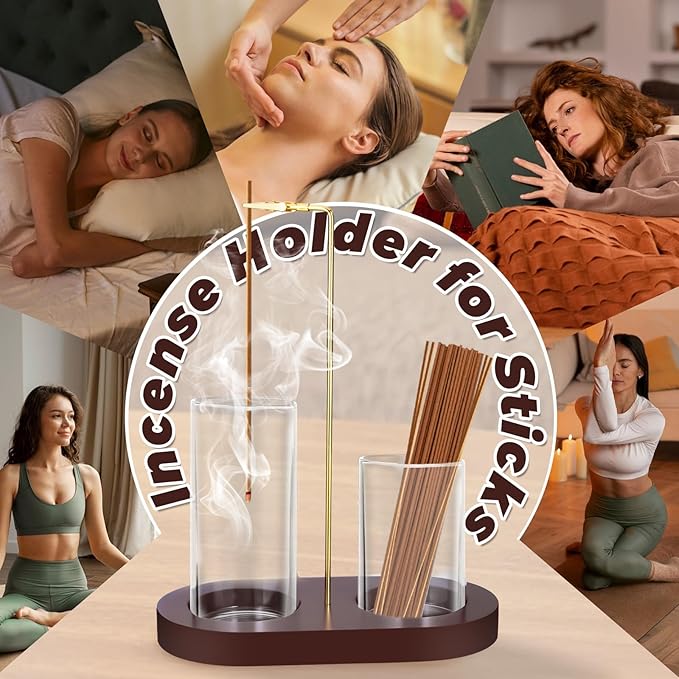 2 in 1 Incense Holder, Incense Burner, Insence-Stick Holder Mess-Free Incense Burner Holder, Ideal for Meditation, Yoga, Relaxation, and Home Decor - Anti-Ash Flying