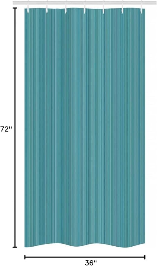 Ambesonne Teal Stall Shower Curtain, Vertical Stripes Lines Dress Patterns Contemporary Design Illustration, Fabric Bathroom Decor Set with Hooks, 36" W x 72" L, Fern Green Blue