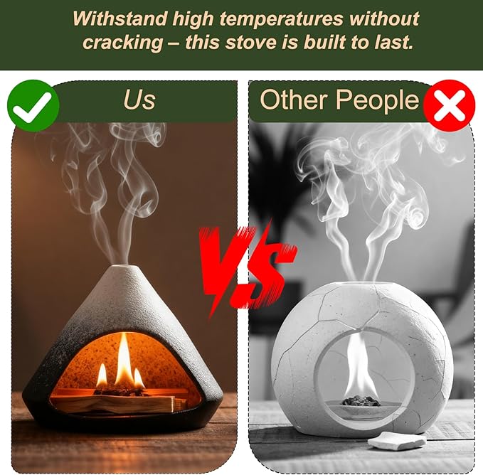 Ceramic Sage Smudging Holder, Pyramid Design Incense Burner with Smoke Outlet, 4.7 x 4.5 x 0.39 Inch, Black and White Glazed Finish (Black)