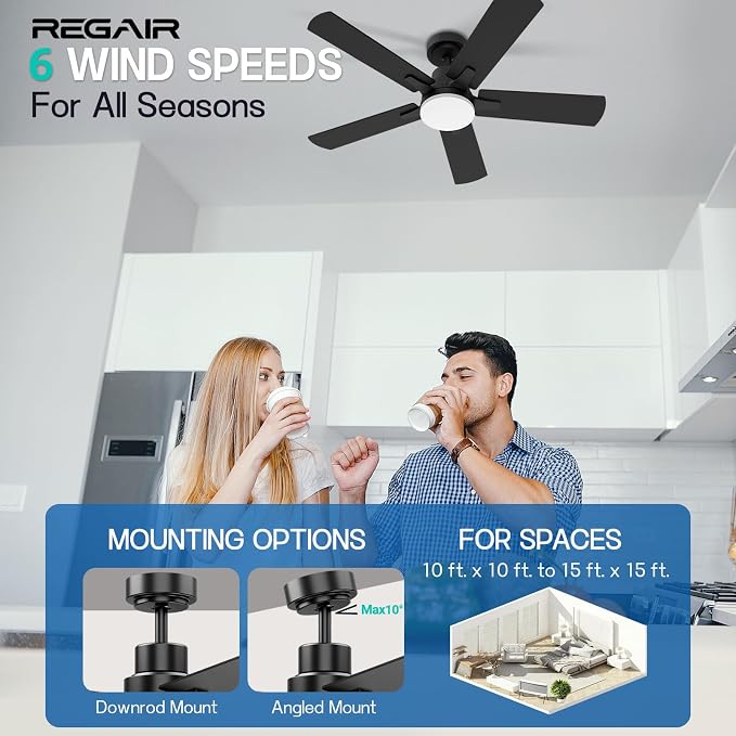 Ceiling Fan With Light 42-Inch, Remote Control Reversible DC Motors, 3CCT Dimmable Timer Noiseless, White Ceiling Fan for Bedroom Living Room, Indoor&Outdoor ETL Listed