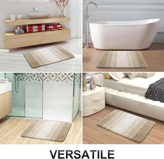OLANLY Large Bathroom Rugs Mat 54x24, Extra Soft Absorbent Microfiber Bath Rugs, Rubber Backing, Quick Dry, Machine Washable Bath Mats for Bathroom Floor, Tub and Shower, Home Decor Accessories, Tan