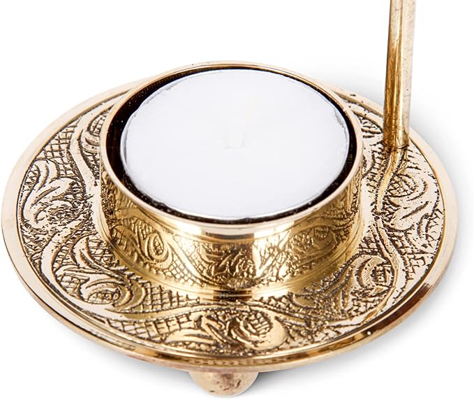 Resin Incense Burner – Dual Use Tea Light or Charcoal Heated | Adjustable Brass Design for Frankincense, Myrrh & Copal | Spiritual Gift for Home Fragrance