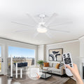 65 Inch Ceiling Fans with Lights, Ceiling Fans with Lights and Remote, Dimmable, Indoor/Outdoor White Modern Ceiling Fan for Kitchen Living Room Patio, Shop Industrial, Dual Finish 8 Blades