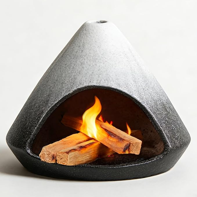 Incense Burner Holder for Palo Santo Sticks,Sage,Cone,Mountain-Inspired Handcrafted Ceramic Ash Catcher Smudge Bowl for Yoga Meditation Energy Cleansing Room Décor,Black