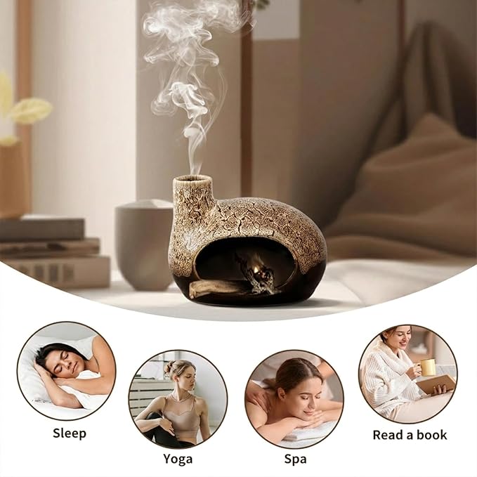 Handcrafted Ceramic Palo Santo Holder – Artistic Incense Burner for Meditation, Mindfulness and Zen Home Decor – Wabi-Sabi Style Cone Sculpture, Gift for Yoga, Relaxation & Aromatherapy (White)