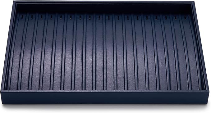 Oirlv Blue Leather Jewelry Necklace Display Tray | Blue Leather Exterior, Soft Microfiber Interior, Chain Tray, Keeps Necklaces Tangle-Free, Stylish Blue Color for Display