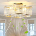 Boho Ceiling Fans with Lights, 20" Low Profile Ceiling Fan with Light Remote Control, Bladeless Flush Mount with 6 Speeds for Bedroom, Nursery, Living Room.
