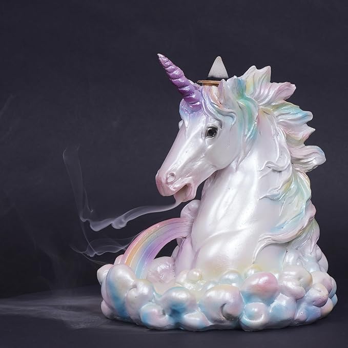 Fantasy Gifts Cloud Breathing Unicorn Backflow Burner – 5.5 x 5.75 Inch Fantasy Waterfall Décor Accent | Whimsical Unicorn Tabletop Decoration for Meditation & Home Décor