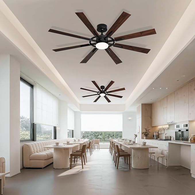 60 Inch Smart Ceiling Fan, Black Indoor/Outdoor Ceiling Fans with Lights and Remote, Compatible with Alexa/Google/App, 3CCT Dimmable 6 Speeds Timing for Living Room Bedroom Patio