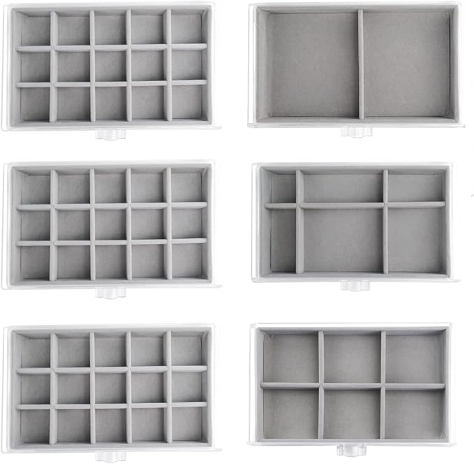 Watpot Acrylic Jewelry Box Organizer and Storage 6 Drawer for Earring Display Gray