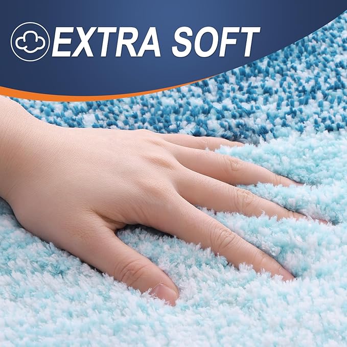 OLANLY Bathroom Runner Rugs Mat 47x20, Extra Soft Absorbent Microfiber Bath Rugs, Rubber Backing, Quick Dry, Washable Long Bath Mats for Bathroom, Tub and Shower, Home Decor Accessories, Peacock Blue