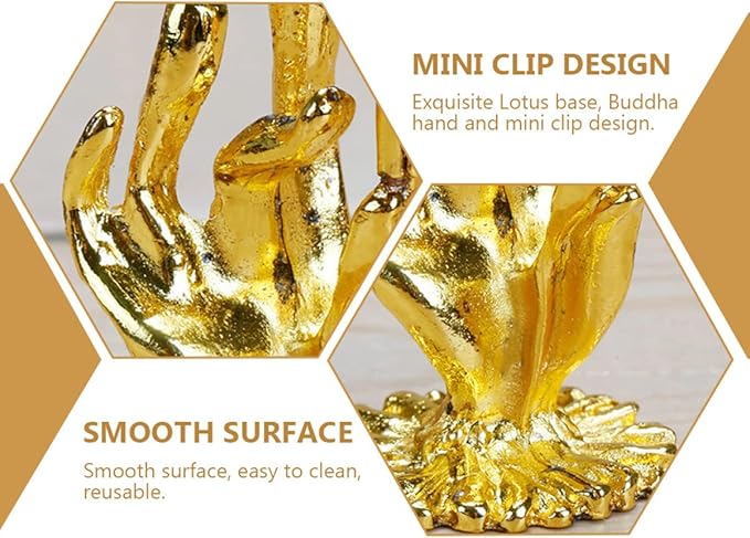 Healifty Buddha Hand Incense Clip with Base 2-Pack 1.18 Inch Metal Coil Incense Holder for Meditation Yoga Home Fragrance and Buddhist Decor